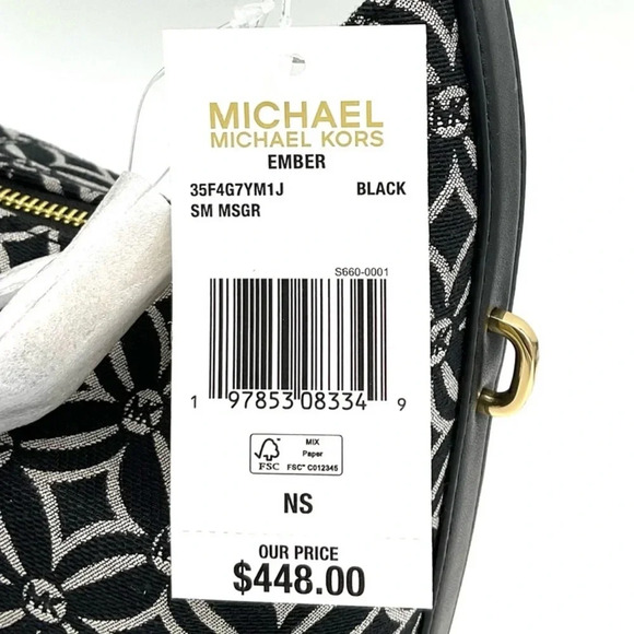 Michael Kors Ember Small Logo Jacquard Messenger Bag Black - Picture 11 of 11